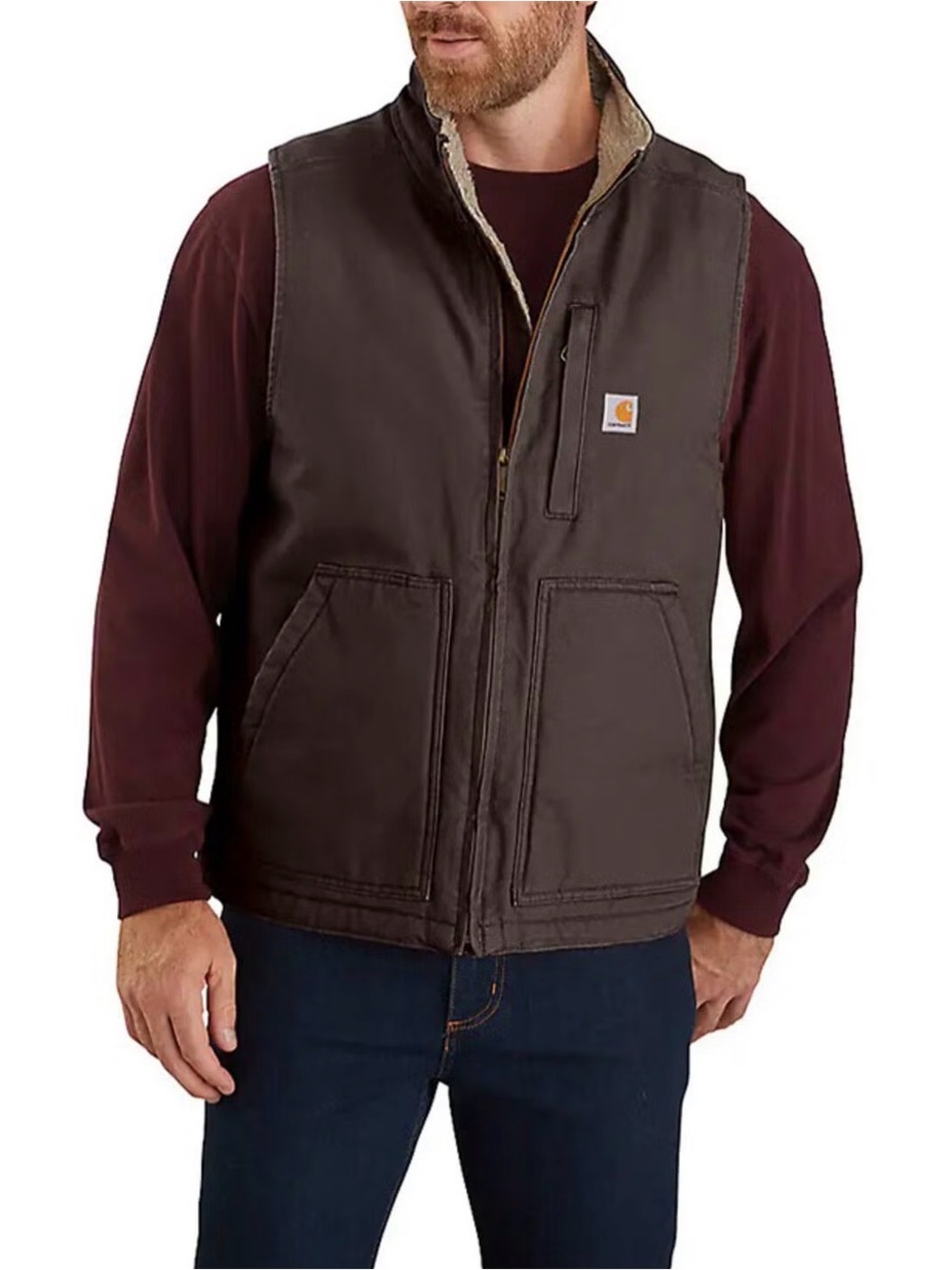 Carhartt Men's Dark Brown Sherpa-Lined Work Vest